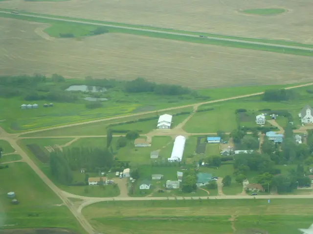 Aerial view of Benson and surrounding farmland